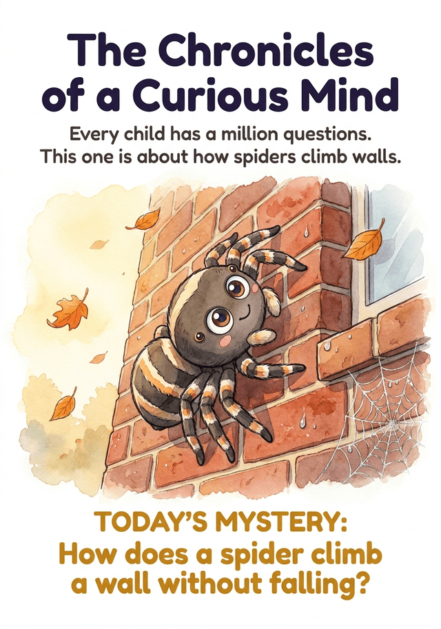 How does a spider climb a wall without falling?